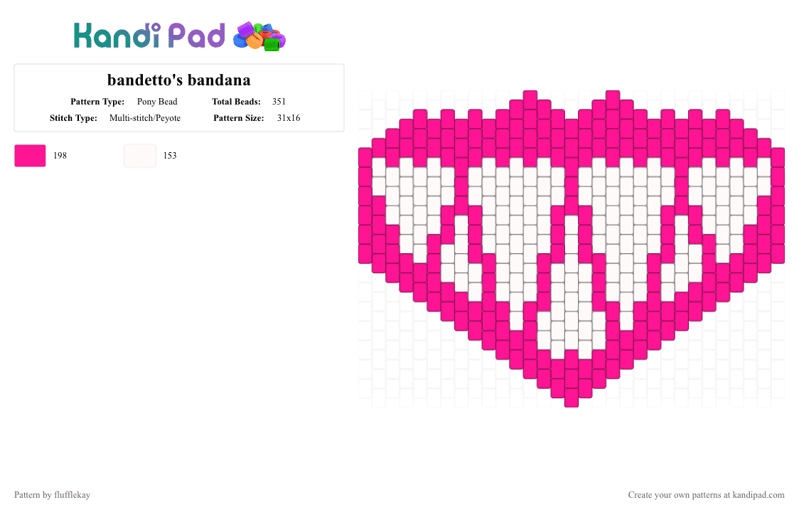 bandetto\'s bandana - Pony Bead Pattern by flufflekay on Kandi Pad - pink,white