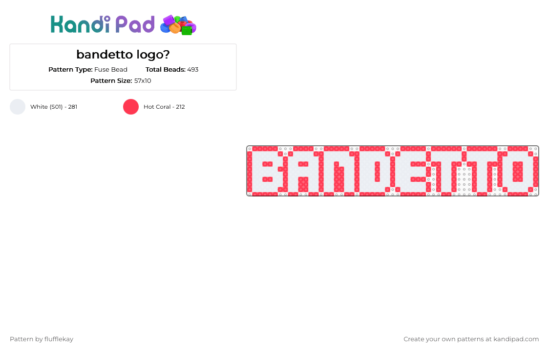 bandetto logo? - Fuse Bead Pattern by flufflekay on Kandi Pad - red,white