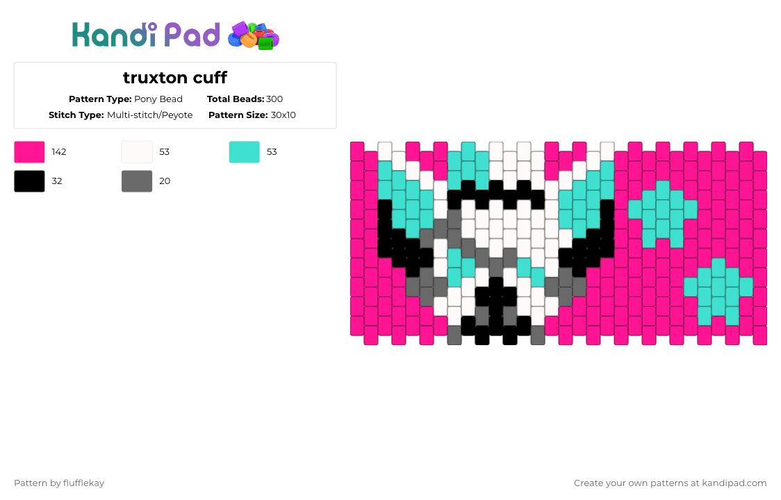 truxton cuff - Pony Bead Pattern by flufflekay on Kandi Pad - pink,lapfox,lapfox trax,lapfoxtrax,halley labs,halleylabs,truxton