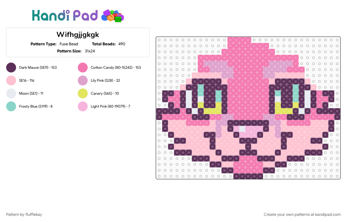 (WIP) joey (fursona) perler - Fuse Bead Pattern by flufflekay on Kandi Pad - pink