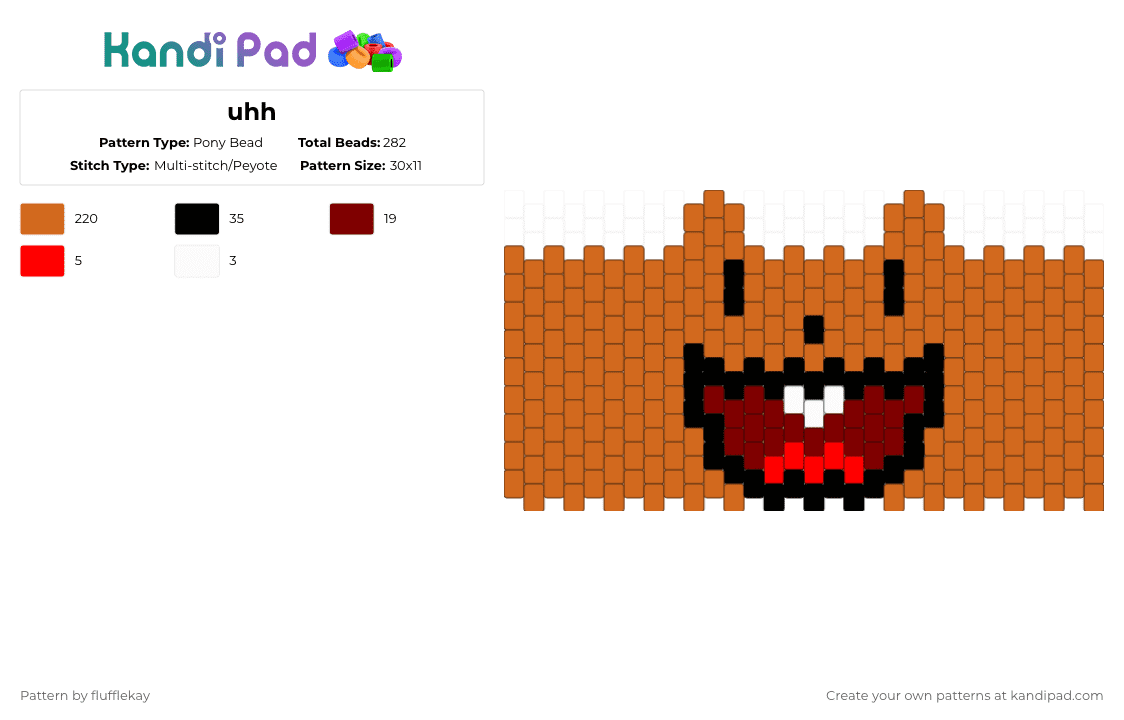 beaver cuff for z1lly_pvrpl3_4n1m4l - Pony Bead Pattern by flufflekay on Kandi Pad - orange
