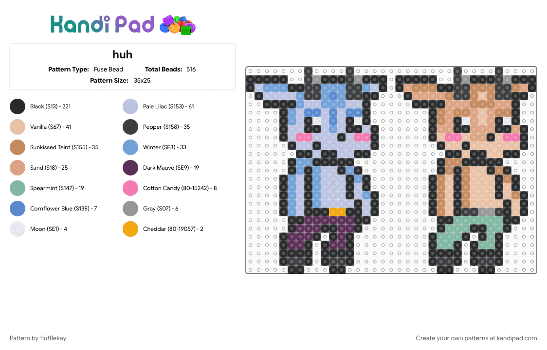 TripTrop and Ivory TripTrop - Fuse Bead Pattern by flufflekay on Kandi Pad - beige, black, colorful, pink, tan