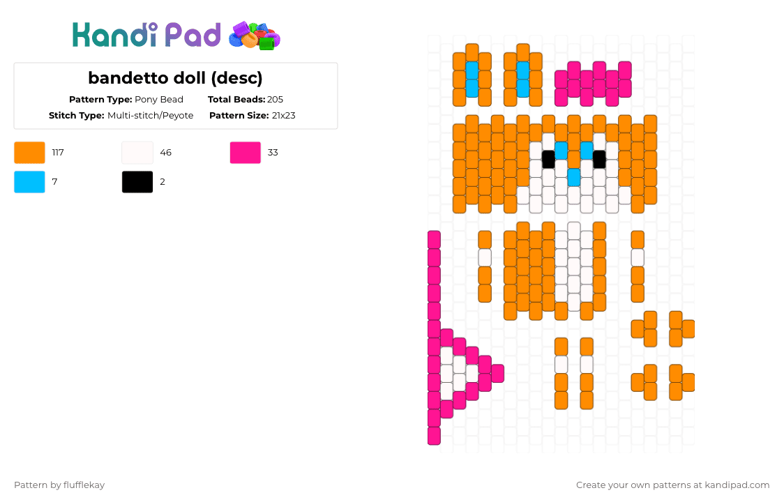 bandetto doll (desc) - Pony Bead Pattern by flufflekay on Kandi Pad - orange