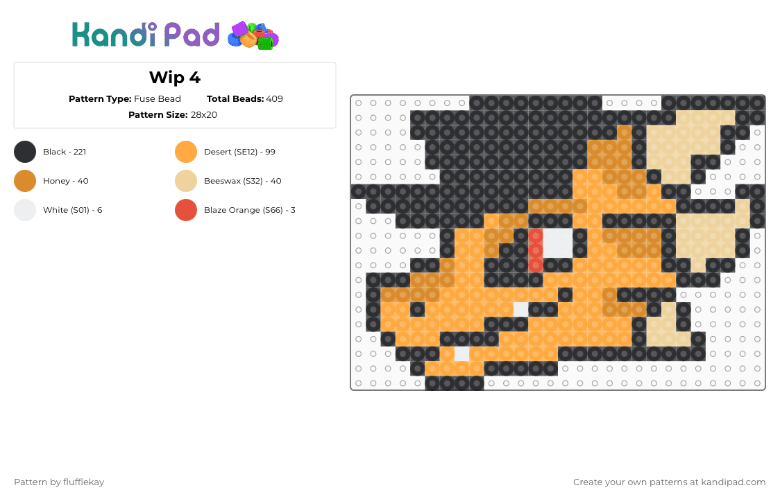 Klippa - Fuse Bead Pattern by flufflekay on Kandi Pad - black,orange,klippa,music,lapfox trax,lapfox,halley labs