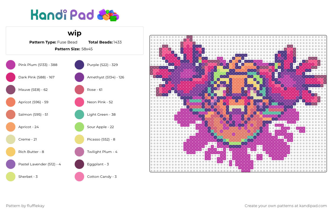 TQBF! - Fuse Bead Pattern by flufflekay on Kandi Pad - purple,pink,lapfox,lapfoxtrax,lapfox trax,halley labs,halleylabs,the quick brown fox,tqbf,thequickbrownfox