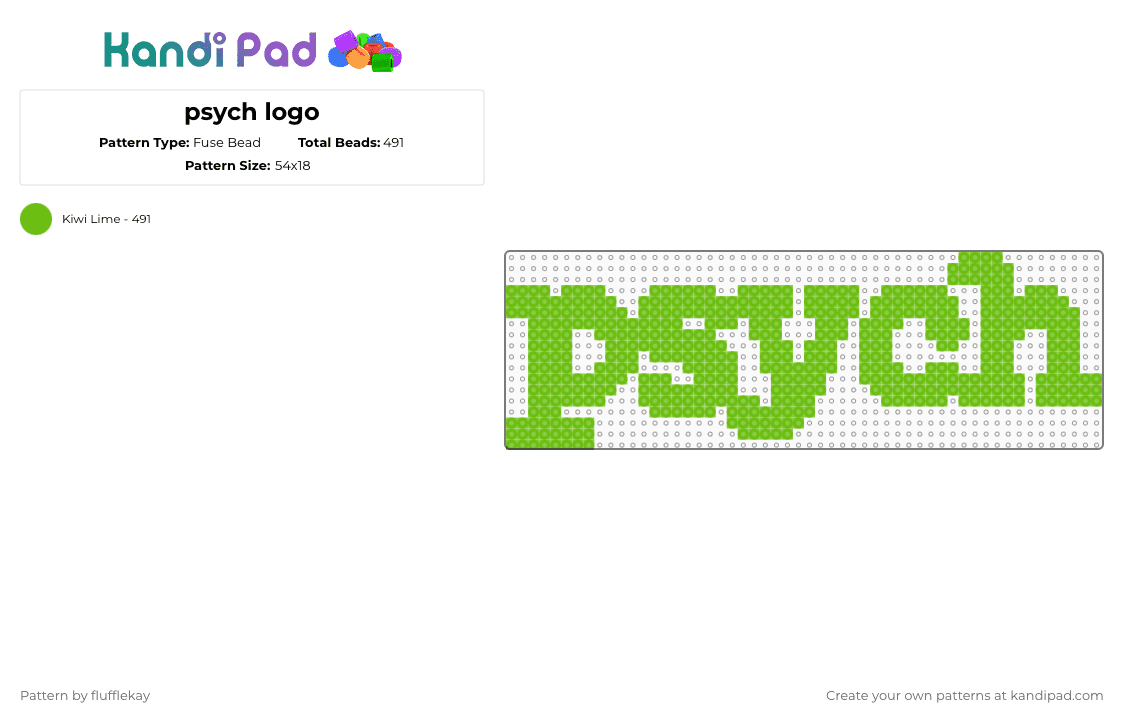 psych logo - Fuse Bead Pattern by flufflekay on Kandi Pad - green,psych,tv show