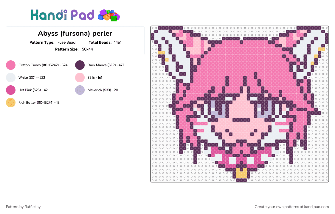 Abyss (fursona) perler - Fuse Bead Pattern by flufflekay on Kandi Pad - pink