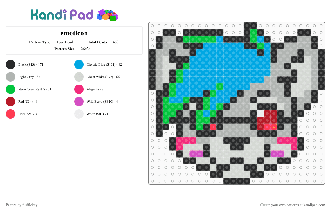 Emoticon (LFT/HLA) - Fuse Bead Pattern by flufflekay on Kandi Pad - light blue,beige