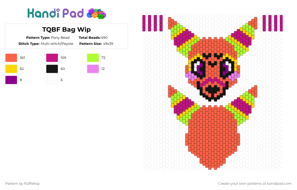 TQBF Bag Wip - Pony Bead Pattern by flufflekay on Kandi Pad - red
