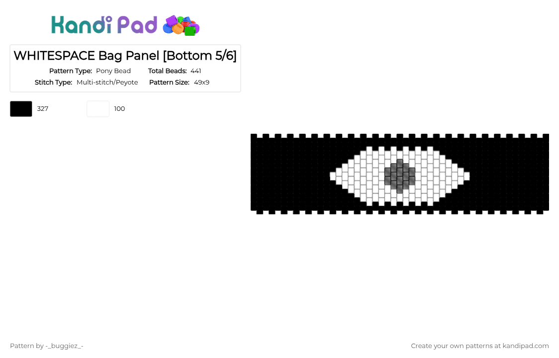 WHITESPACE Bag Panel [Bottom 5/6] - Pony Bead Pattern by -_buggiez_- on Kandi Pad - black,welcome to whitespace,whitespace,mewo,omori,headspace,hikikomori,japanese