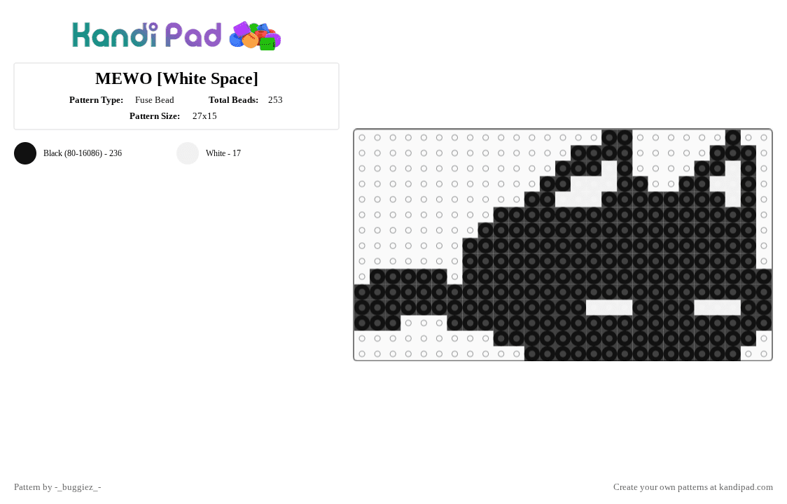 MEWO [White Space] - Fuse Bead Pattern by -_buggiez_- on Kandi Pad - black,mewo,omori,mewo omori,white space,givemebackmykids