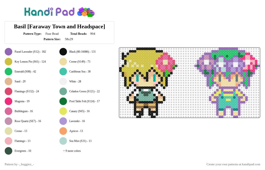 Basil [Faraway Town and Headspace] - Fuse Bead Pattern by -_buggiez_- on Kandi Pad - pink,teal,green,colorful,basil,omori,basil omori,faraway town,headspace,givemebackmykids
