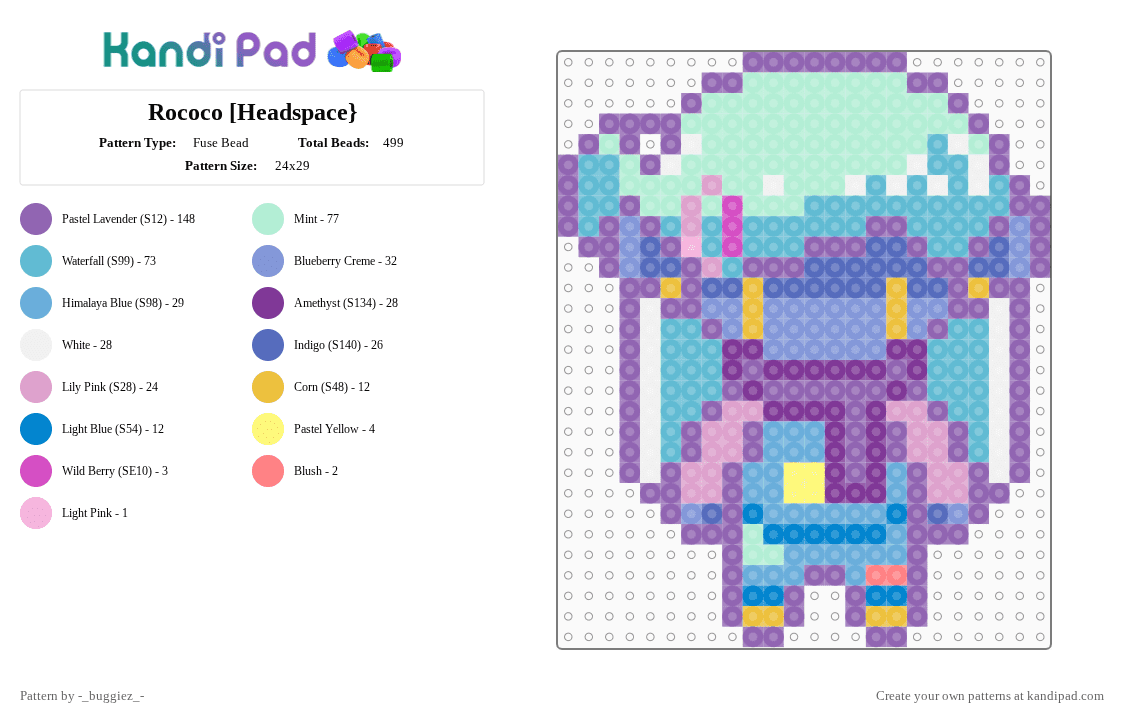 Rococo [Headspace} - Fuse Bead Pattern by -_buggiez_- on Kandi Pad - pink,light blue,rococo,omori,rococo omori,headspace,givemebackmykids