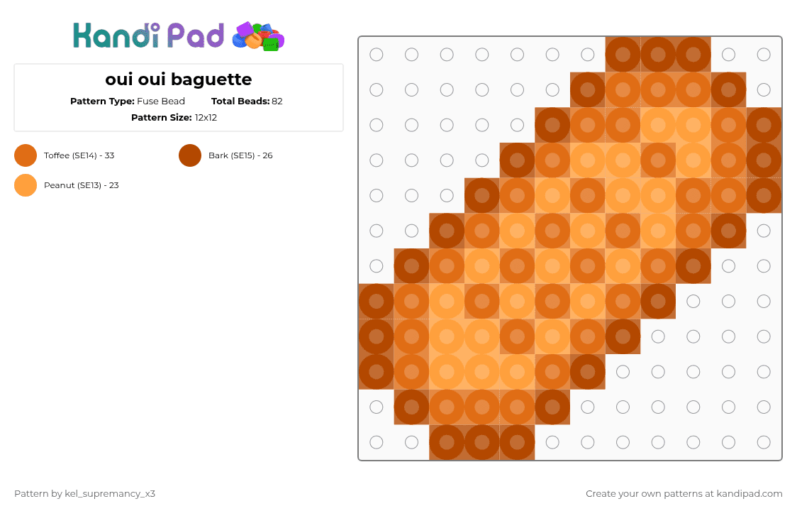 oui oui baguette - Fuse Bead Pattern by -_buggiez_- on Kandi Pad - red,orange,cotdbread
