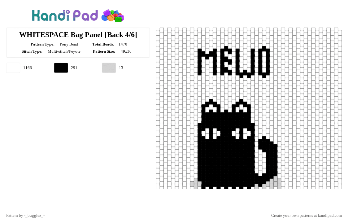 WHITESPACE Bag Panel [Back 4/6] - Pony Bead Pattern by -_buggiez_- on Kandi Pad - white,welcome to whitespace,whitespace,mewo,omori,headspace,hikikomori,japanese,givemebackmykids
