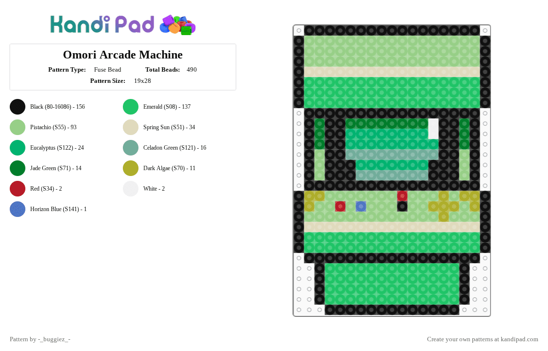 Omori Arcade Machine - Fuse Bead Pattern by -_buggiez_- on Kandi Pad - teal,green,cotdarcadelights,omori,arcade,omori arcade,givemebackmykids,faraway town,i am omor,oyasumi