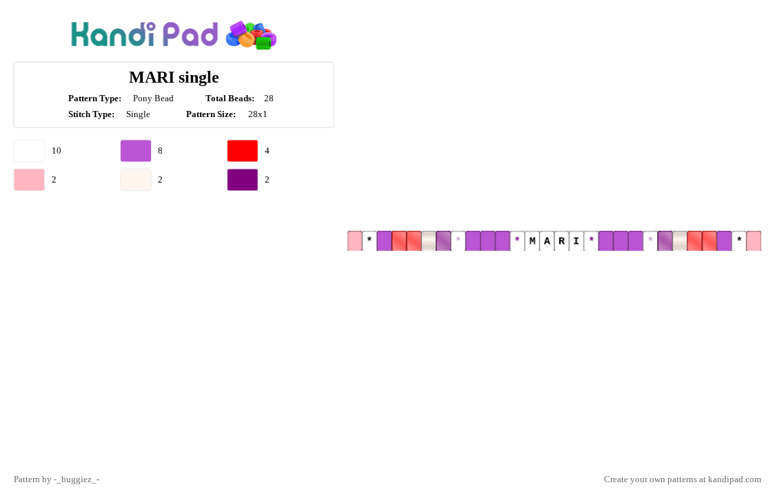 MARI single - Pony Bead Pattern by -_buggiez_- on Kandi Pad - pink,mari,omori,mari omori,bakerybasket