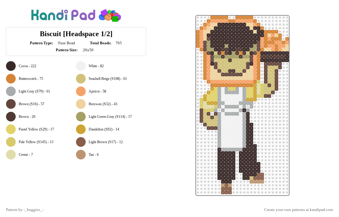 Biscuit [Headspace 1/2] - Fuse Bead Pattern by -_buggiez_- on Kandi Pad - brown,orange,beige,cotdfashionshow,biscuit,omori,biscuit omori,headspace,unbread twins,bread,givemebackmykids