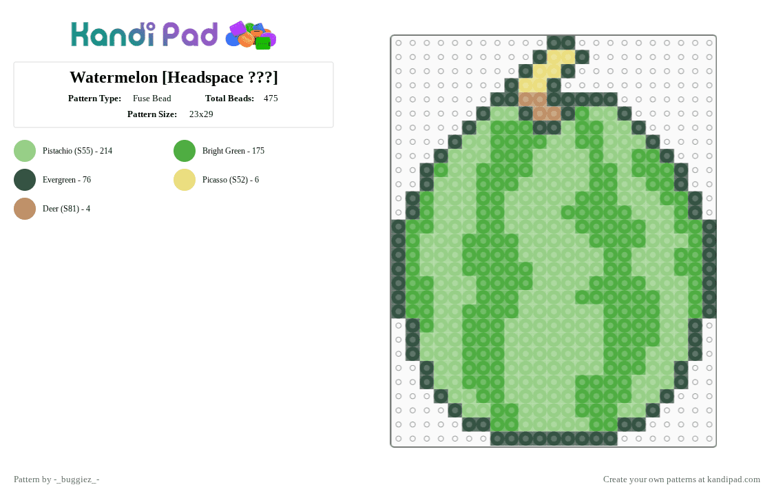 Watermelon [Headspace ???] - Fuse Bead Pattern by -_buggiez_- on Kandi Pad - teal,green,watermelon,givemebackmykids,omori,watermelon omori,basil omori