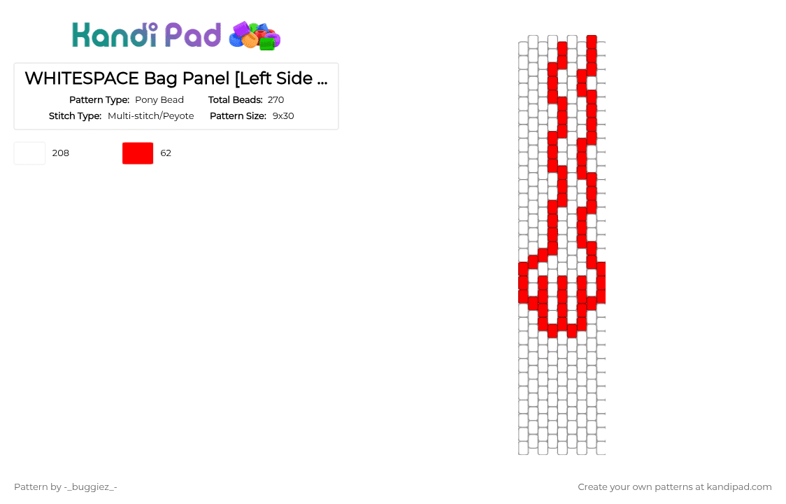 WHITESPACE Bag Panel [Left Side 2/6] - Pony Bead Pattern by -_buggiez_- on Kandi Pad - white,welcome to white space,whitespace,mewo,omori,headspace,hikikomori,japanese,givemebackmykids