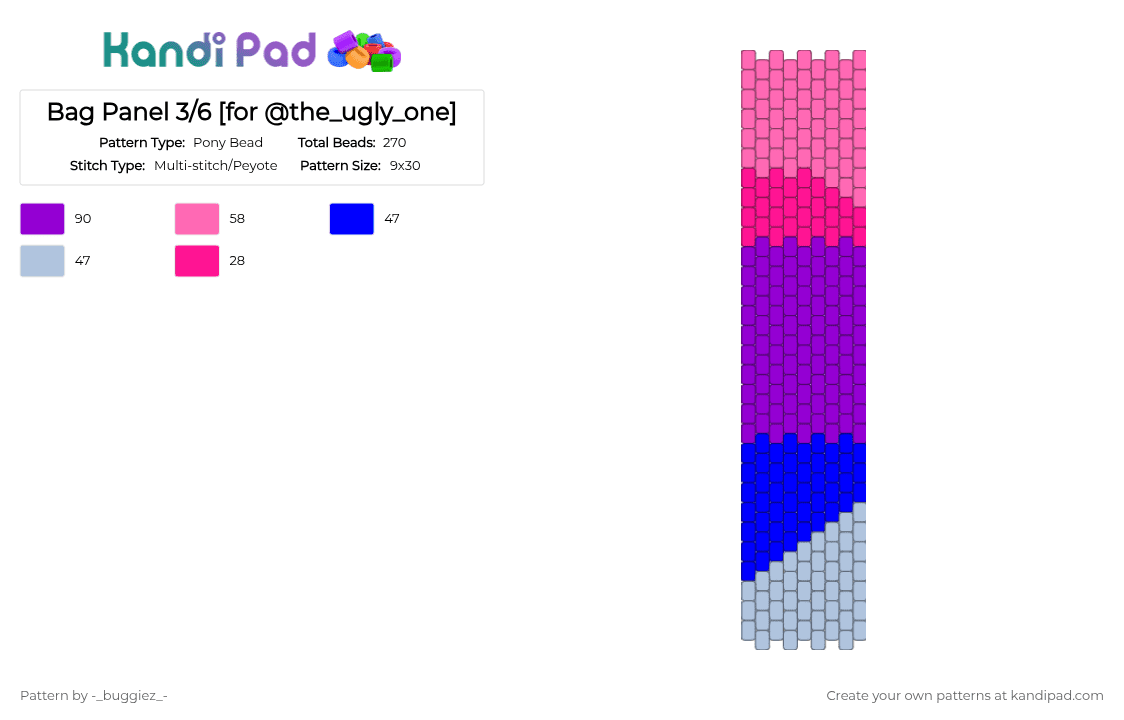 Bag Panel 3/6 [for @the_ugly_one] - Pony Bead Pattern by -_buggiez_- on Kandi Pad - pink,purple,theuglyone,bag,almondsexual,biromantic,demigirl