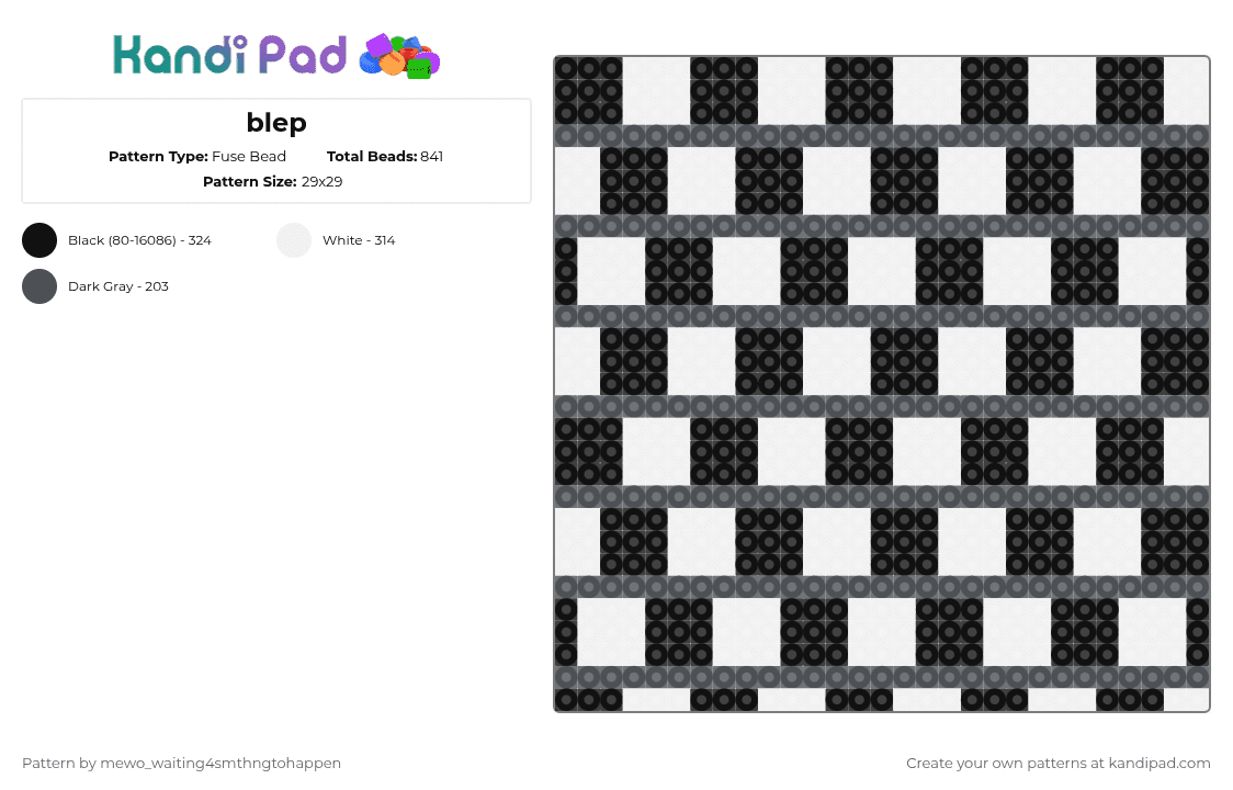 blep - Fuse Bead Pattern by -_buggiez_- on Kandi Pad - white,gray,cotdillusion