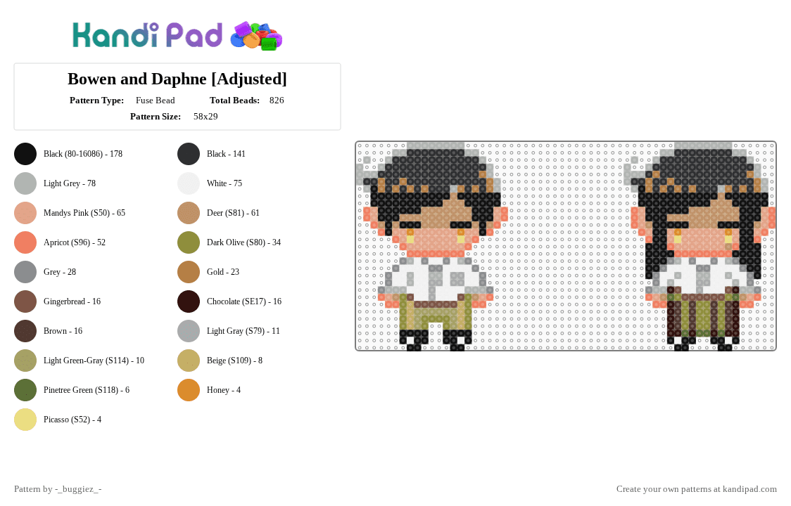 Bowen and Daphne [Adjusted] - Fuse Bead Pattern by -_buggiez_- on Kandi Pad - orange,beige,tan,givemebackmykids,faraway town,bowen,daphne,bread twins omori,bread twins,omori