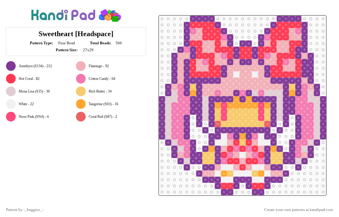 Sweetheart [Headspace] - Fuse Bead Pattern by -_buggiez_- on Kandi Pad - pink,sweetheart,omori,sweetheart omori,headspace,givemebackmykids