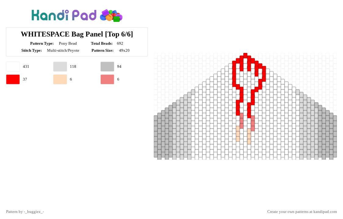 WHITESPACE Bag Panel [Top 6/6] - Pony Bead Pattern by -_buggiez_- on Kandi Pad - white,beige,red,welcome to whitespace,whitespace,mewo,omori,headspace,hikikomori,japanese,givemebackmykids