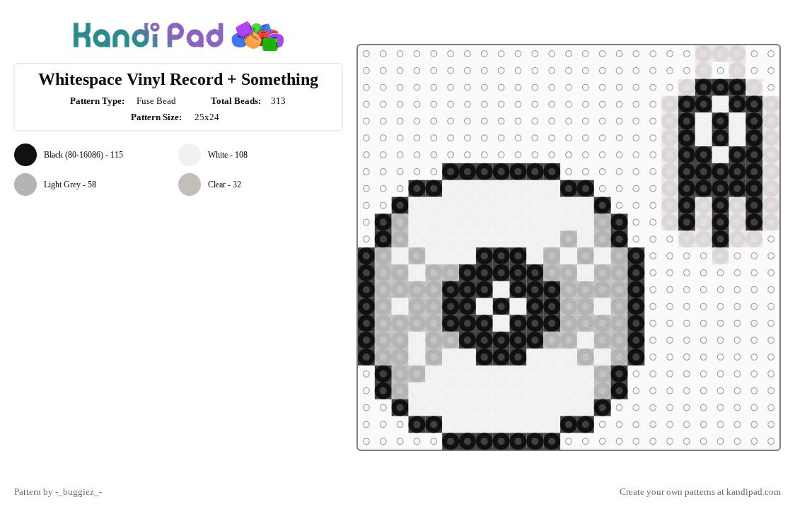 Whitespace Vinyl Record + Something - Fuse Bead Pattern by -_buggiez_- on Kandi Pad - white,beige,cotdcds,whitespace,omori,mewo,shutin,givemebackmykids