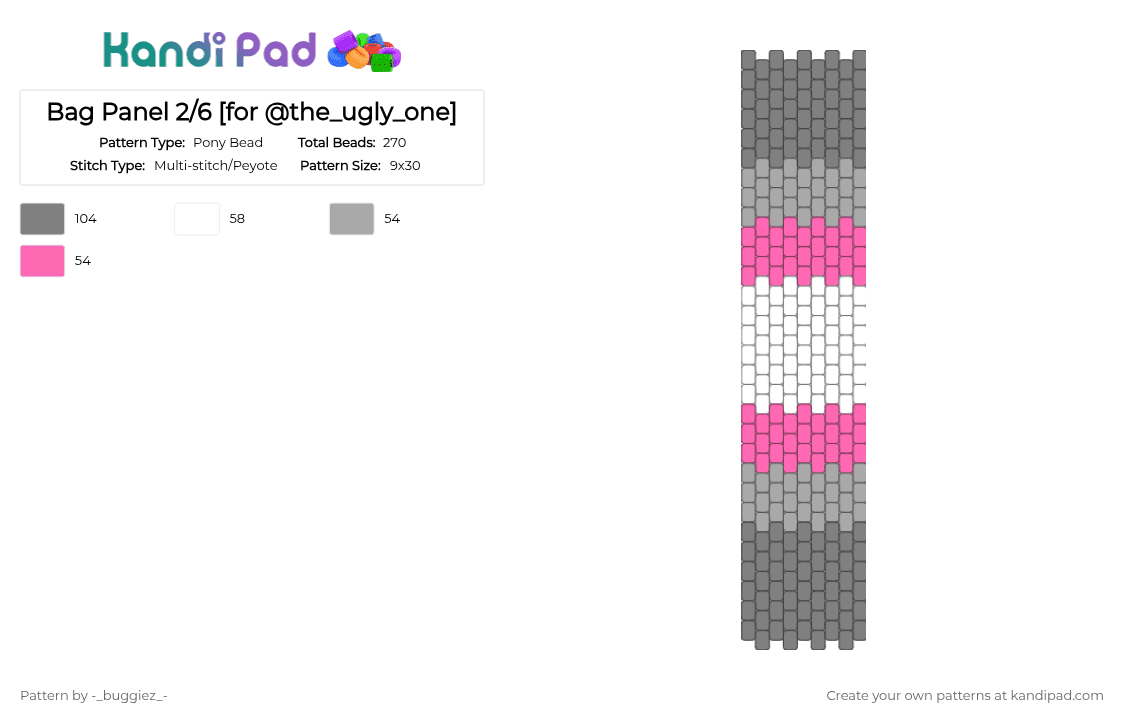 Bag Panel 2/6 [for @the_ugly_one] - Pony Bead Pattern by -_buggiez_- on Kandi Pad - gray,demigirl,theuglyone,biromantic,almondsexual,bag