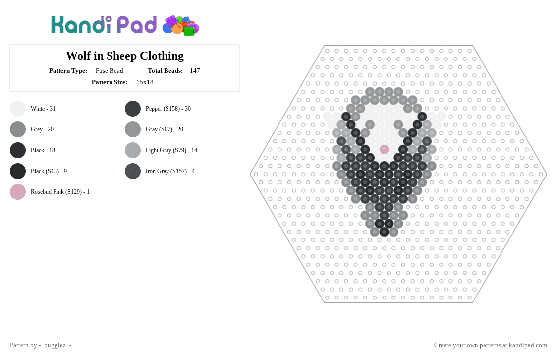 Wolf in Sheep Clothing - Fuse Bead Pattern by -_buggiez_- on Kandi Pad - gray,cotdfolktales,deciet,wolfinsheepclothing
