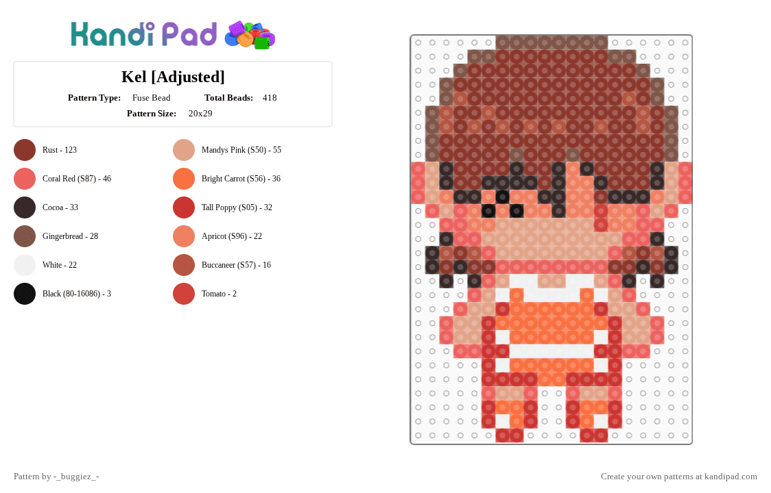 Kel [Adjusted] - Fuse Bead Pattern by -_buggiez_- on Kandi Pad - red,givemebackmykids,kel,omori,kel omori,faraway town