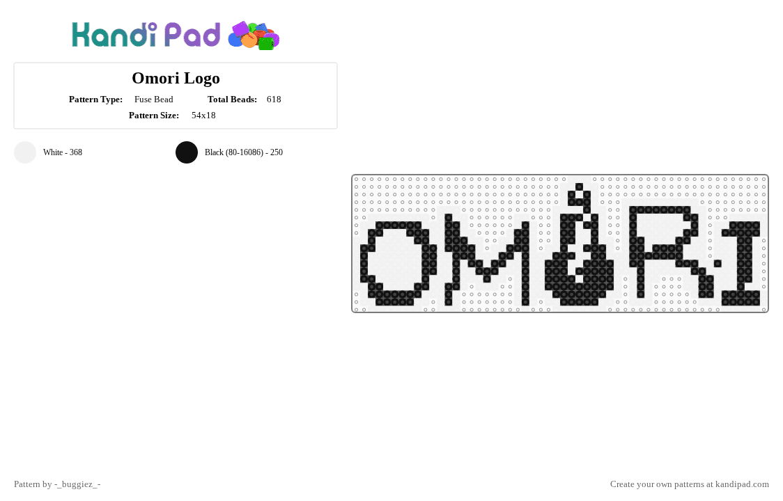 Omori Logo - Fuse Bead Pattern by -_buggiez_- on Kandi Pad - white,black,omori,givemebackmykids,hikikomori,basil,aubrey,hero,kel