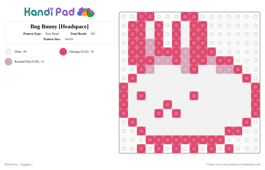 Bug Bunny [Headspace] - Fuse Bead Pattern by -_buggiez_- on Kandi Pad - red,bug bunny,omori,bug bunny omori,headspace,givemebackmykids