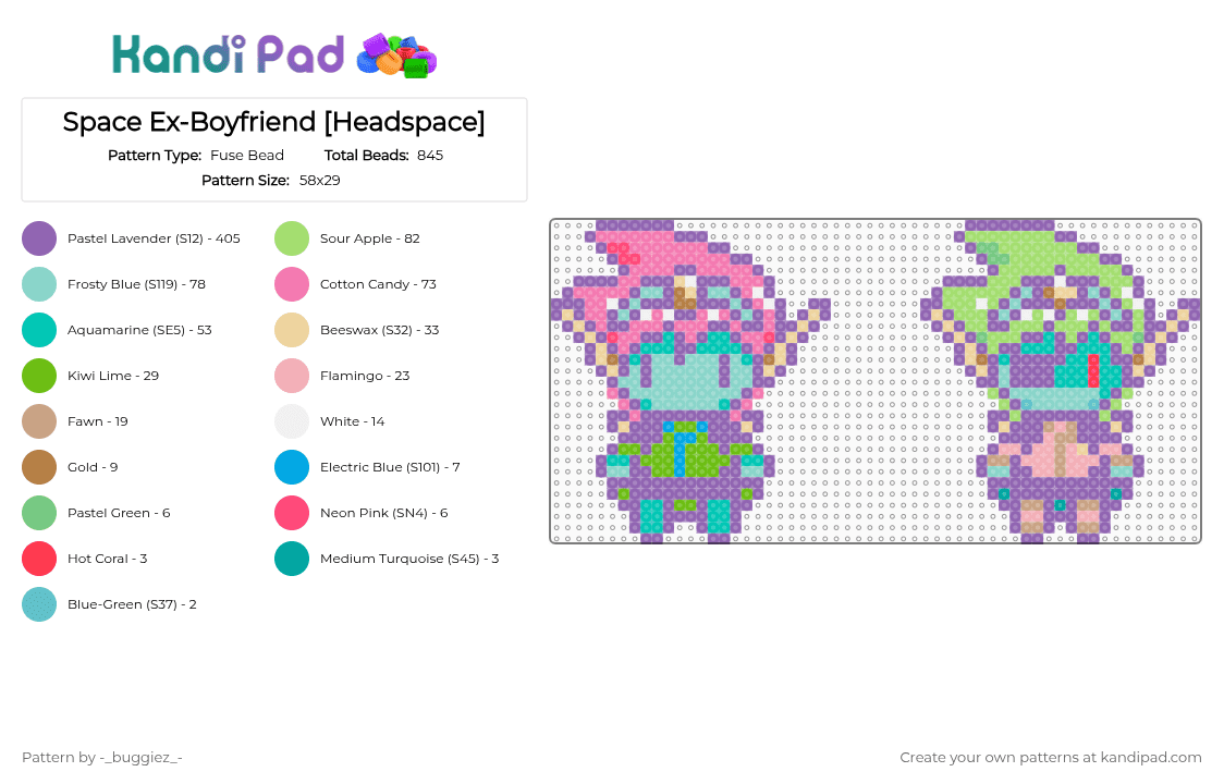 Space Ex-Boyfriend [Headspace] - Fuse Bead Pattern by -_buggiez_- on Kandi Pad - pink,green,space boyfriend,omori,space boyfriend omori,headspace,givemebackmykids