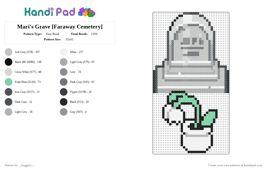 Mari\'s Grave [Faraway Cemetery] - Fuse Bead Pattern by -_buggiez_- on Kandi Pad - beige,gray,mari,omori,mari omori,tsasbwswh,givemebackmykids,faraway cemetery,the sun always shined brighter,when she was here