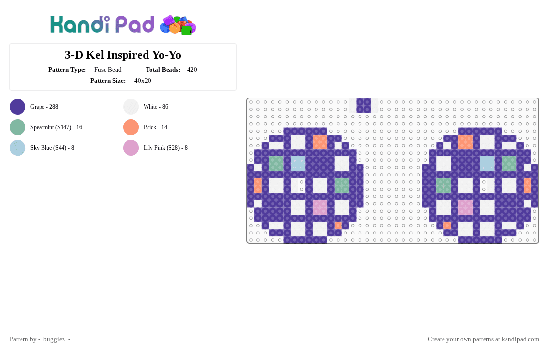 3-D Kel Inspired Yo-Yo - Fuse Bead Pattern by -_buggiez_- on Kandi Pad - purple,cotdyo-yos,kel,omori,kel omori,headspace,run n gun,kel nuke,givemebackmykids