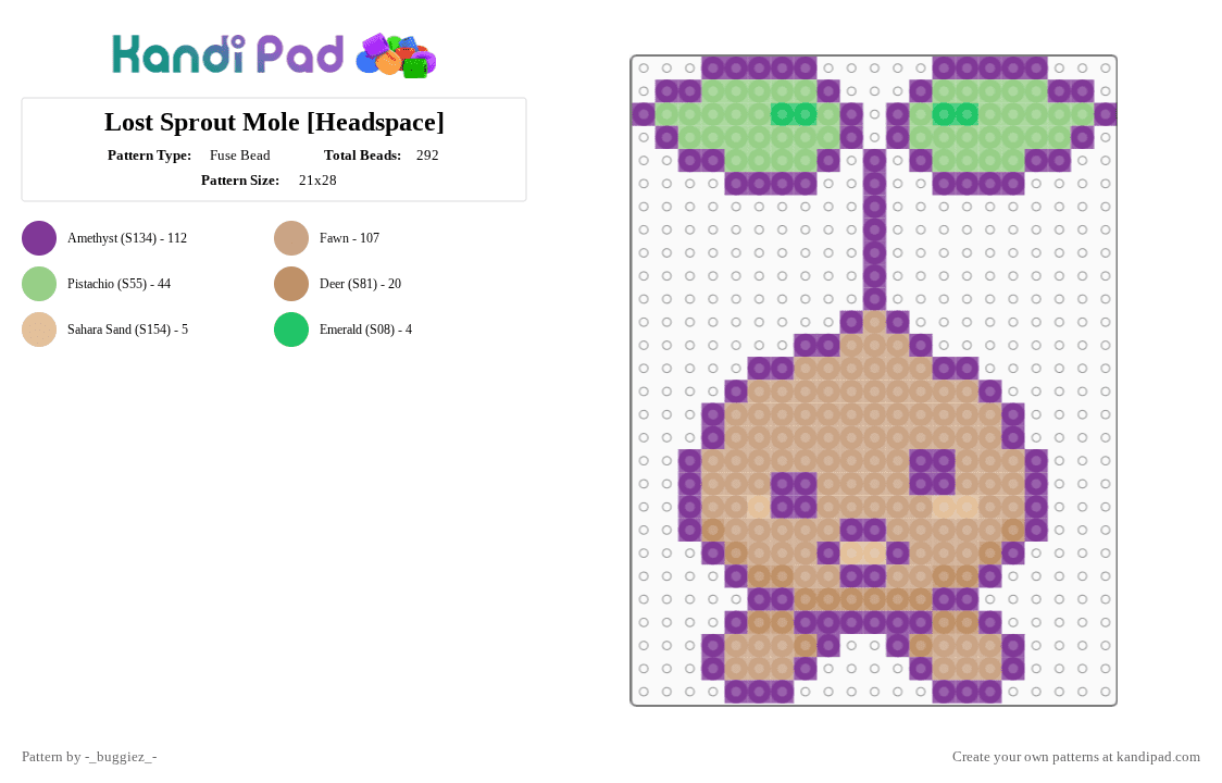 Lost Sprout Mole [Headspace] - Fuse Bead Pattern by -_buggiez_- on Kandi Pad - pink,beige,cotdforestcreatures,omori,sprout mole,sprout mole omori,headspace,givemebackmykids