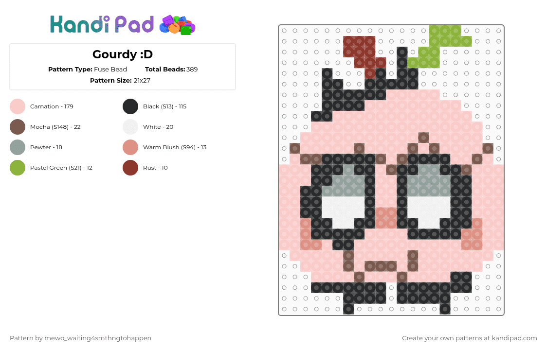 Gourdy :D - Fuse Bead Pattern by -_buggiez_- on Kandi Pad - beige,cotdhalloween2025,gourdy