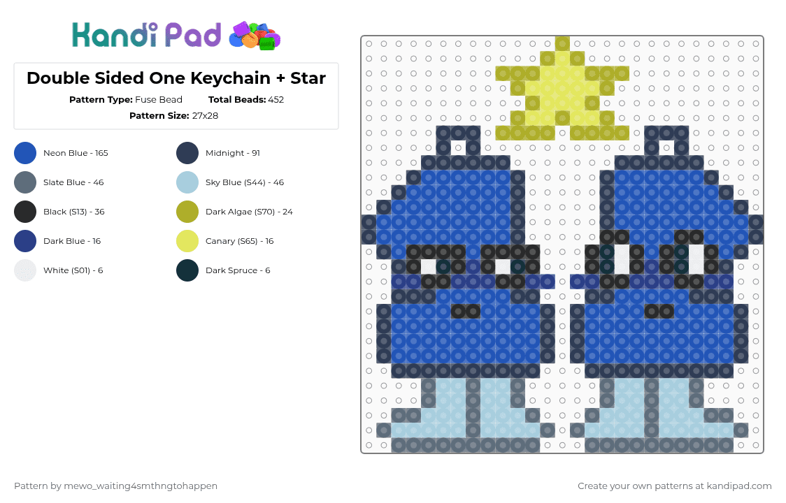 Double Sided One Keychain + Star - Fuse Bead Pattern by -_buggiez_- on Kandi Pad - purple,blue