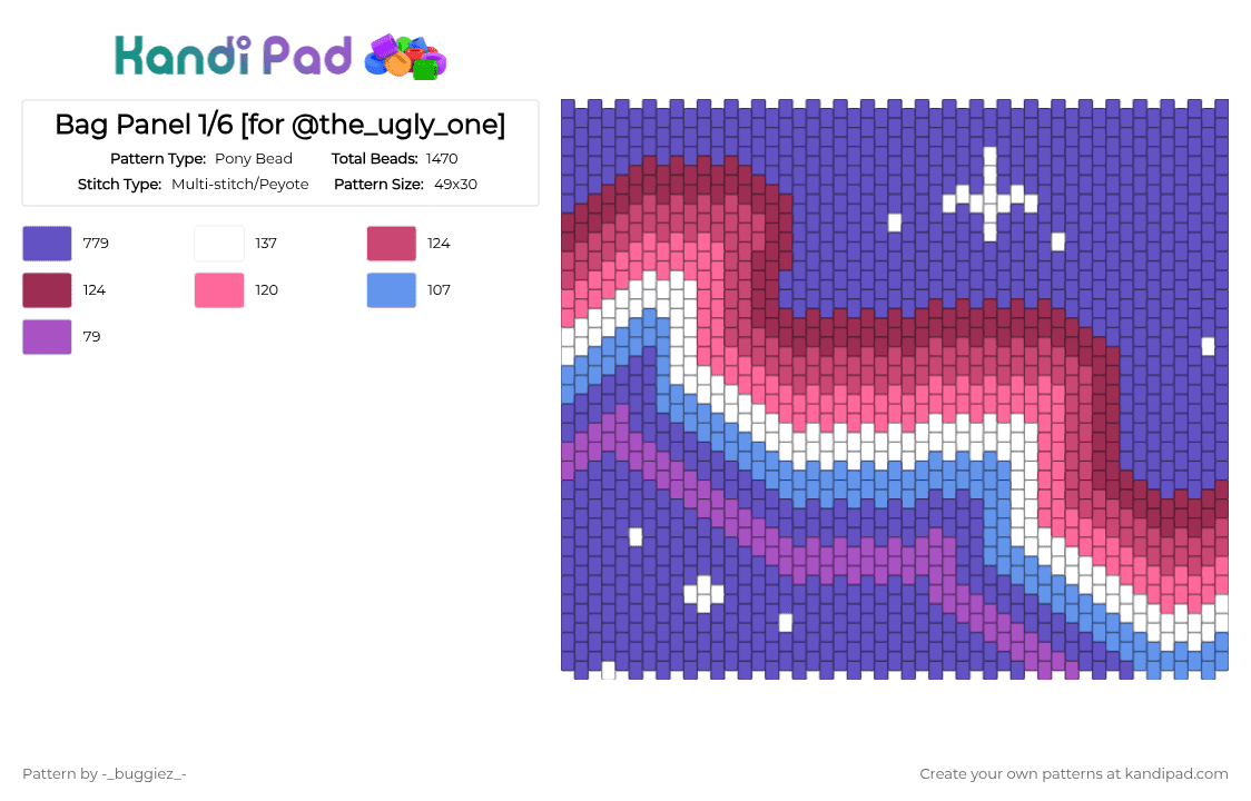 Bag Panel 1/6 [for @the_ugly_one] - Pony Bead Pattern by -_buggiez_- on Kandi Pad - purple,pink,theuglyone,bag,almondsexual,biromantic,demigirl