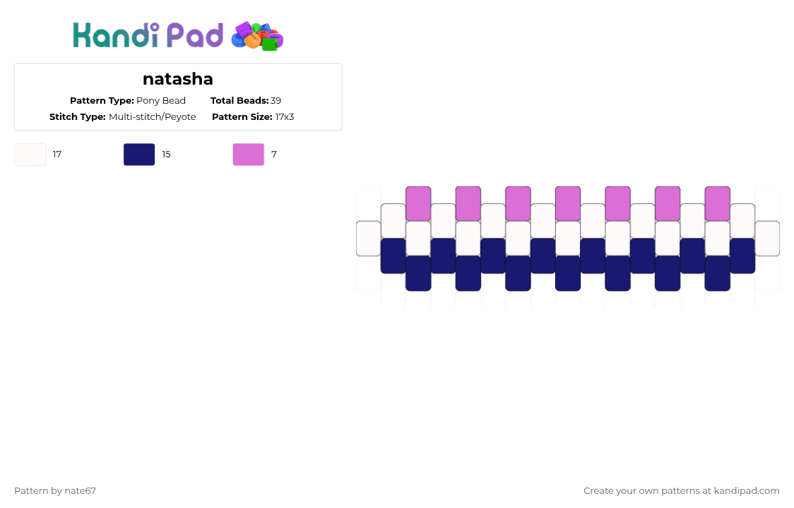 natasha - Pony Bead Pattern by nate67 on Kandi Pad - purple,pink