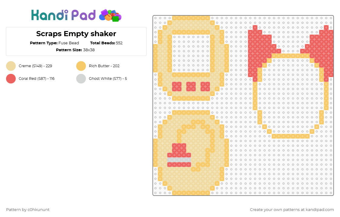 Scraps Empty shaker - Fuse Bead Pattern by c0hkununt on Kandi Pad - beige,yellow