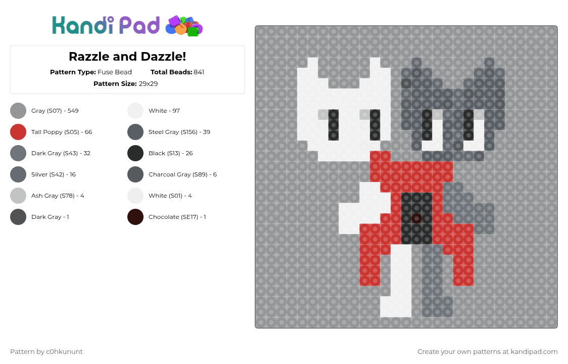 Razzle and Dazzle! - Fuse Bead Pattern by c0hkununt on Kandi Pad - gray