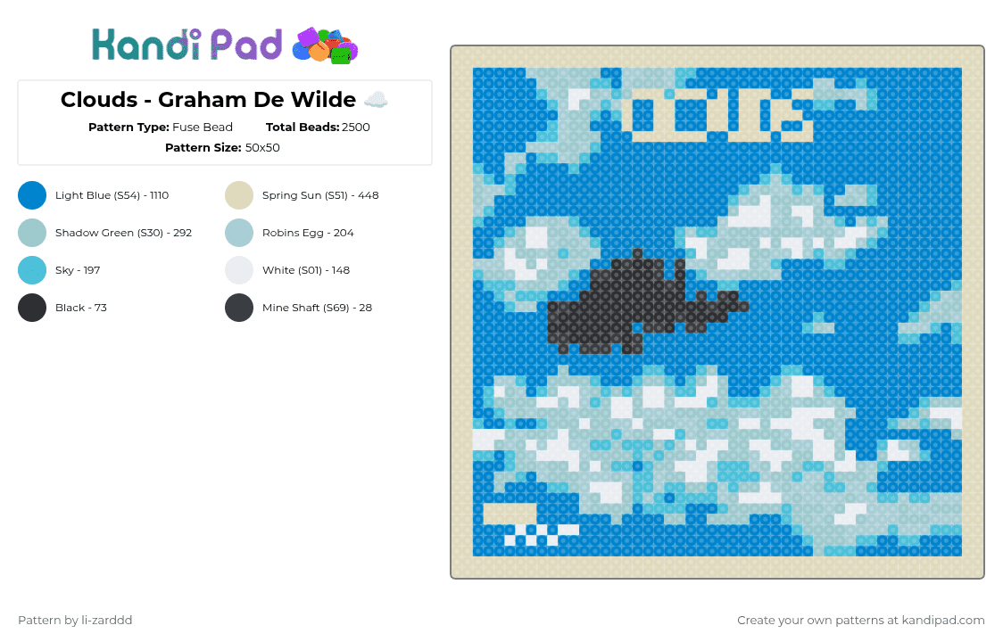 Clouds - Graham De Wilde ☁️ - Fuse Bead Pattern by li-zarddd on Kandi Pad - blue