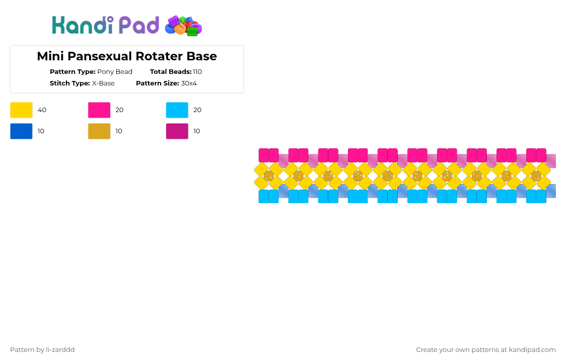 Mini Pansexual Rotater Base - Pony Bead Pattern by li-zarddd on Kandi Pad - yellow,pink