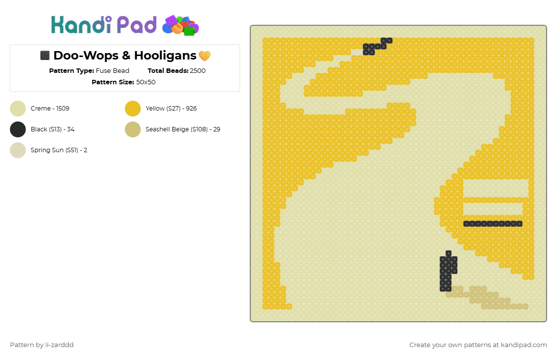 ◼️Doo-Wops & Hooligans💛 - Fuse Bead Pattern by li-zarddd on Kandi Pad - album cover, bruno mars, music, yellow