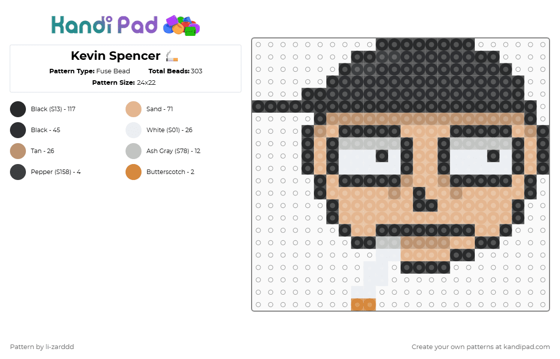 Kevin Spencer 🚬 - Fuse Bead Pattern by li-zarddd on Kandi Pad - black,beige