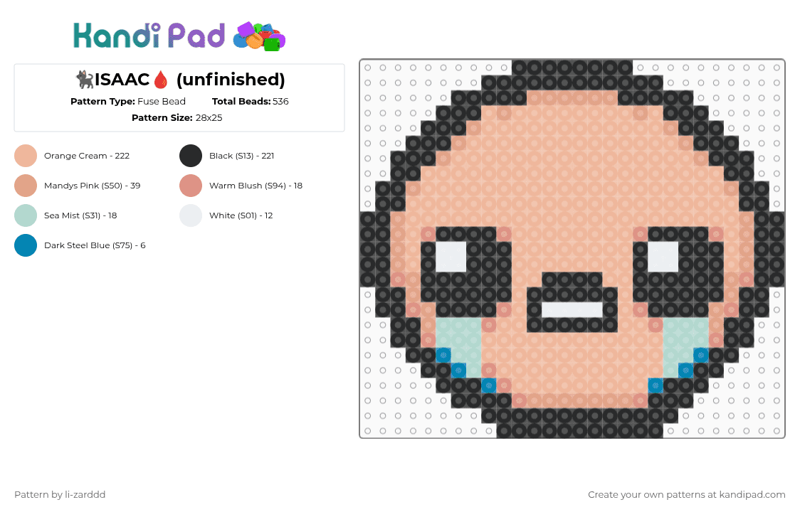 🐈‍⬛ISAAC🩸 - Fuse Bead Pattern by li-zarddd on Kandi Pad - beige,binding of isaac,video games